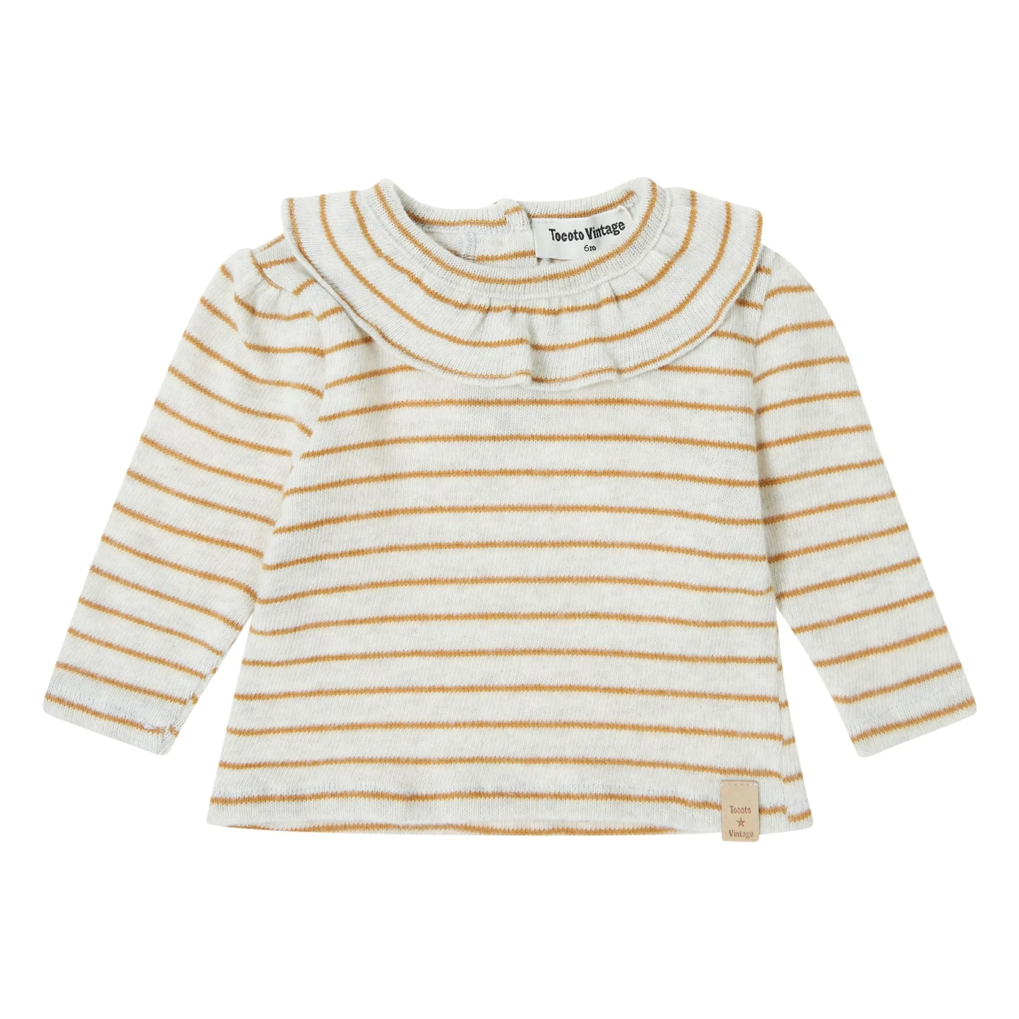 Tocoto Vintage Mustard Sailor's Frill Neck T-Shirt