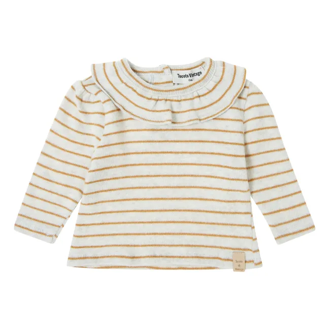 Camiseta cuello volante marinero | Amarillo Mostaza