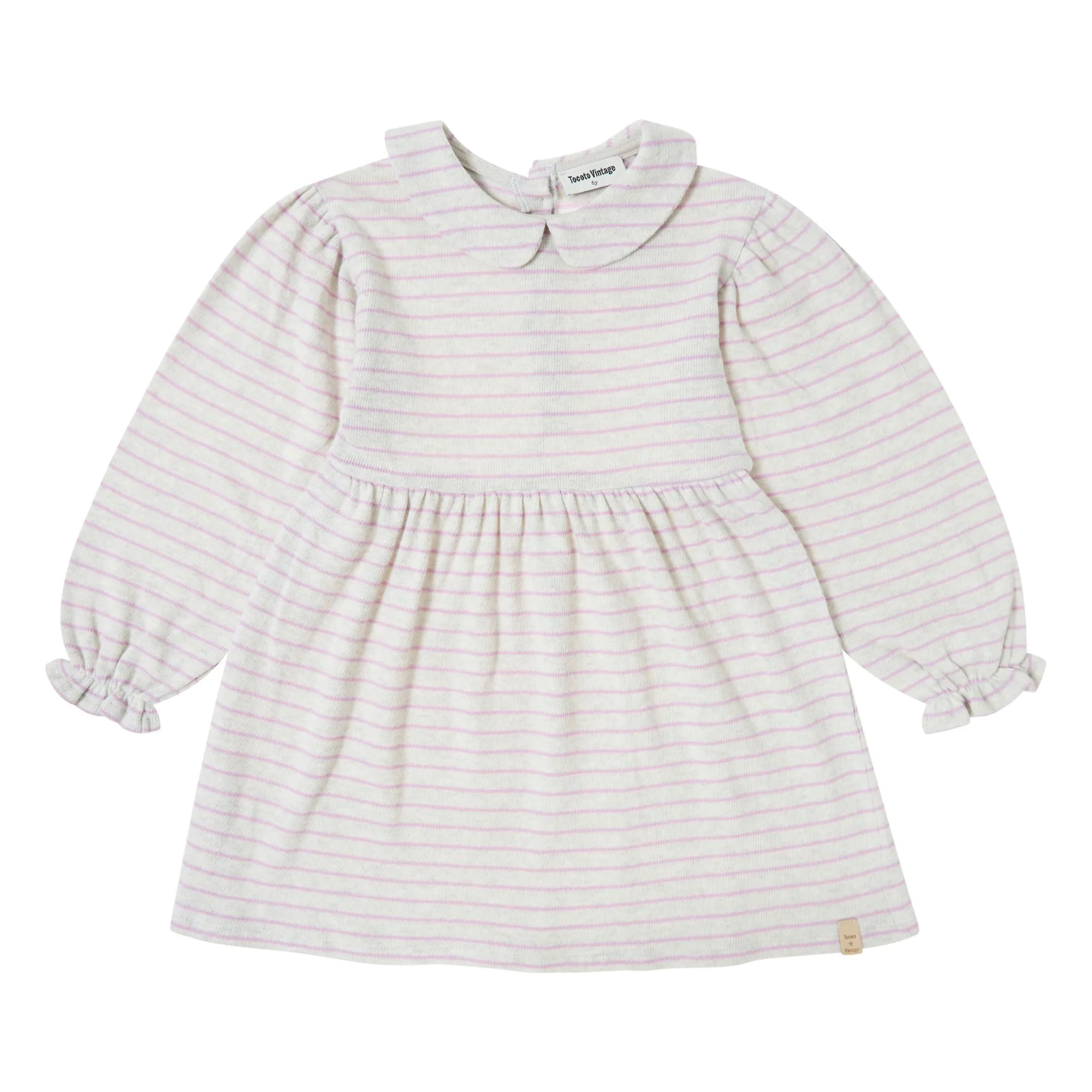 Tocoto Vintage Ecru Fine Stripe Knit Dress