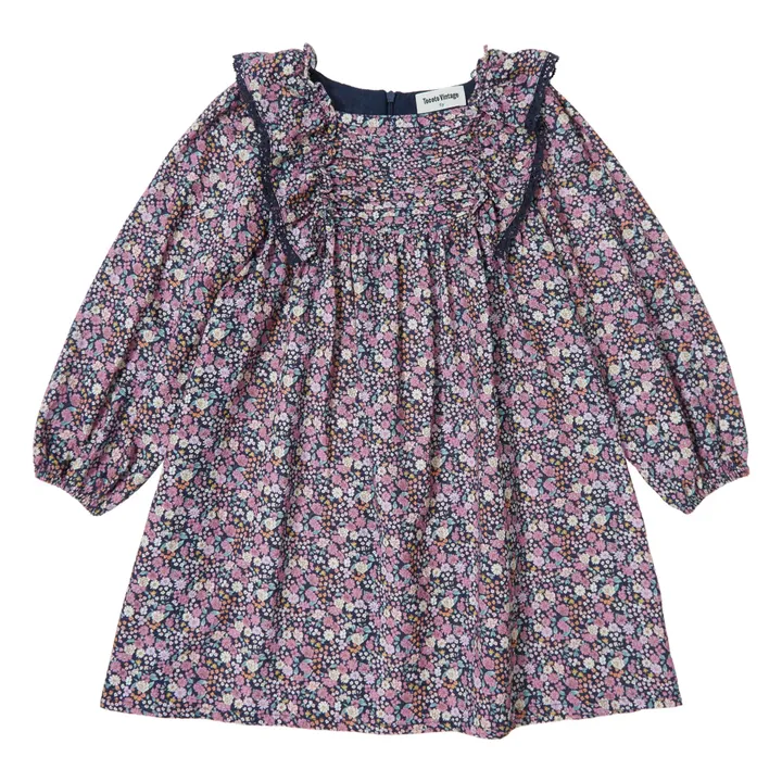 Vestido de flores | Azul Marino- Imagen del producto n°0
