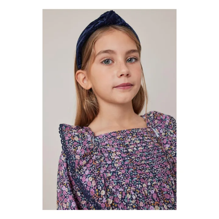 Vestido de flores | Azul Marino- Imagen del producto n°5