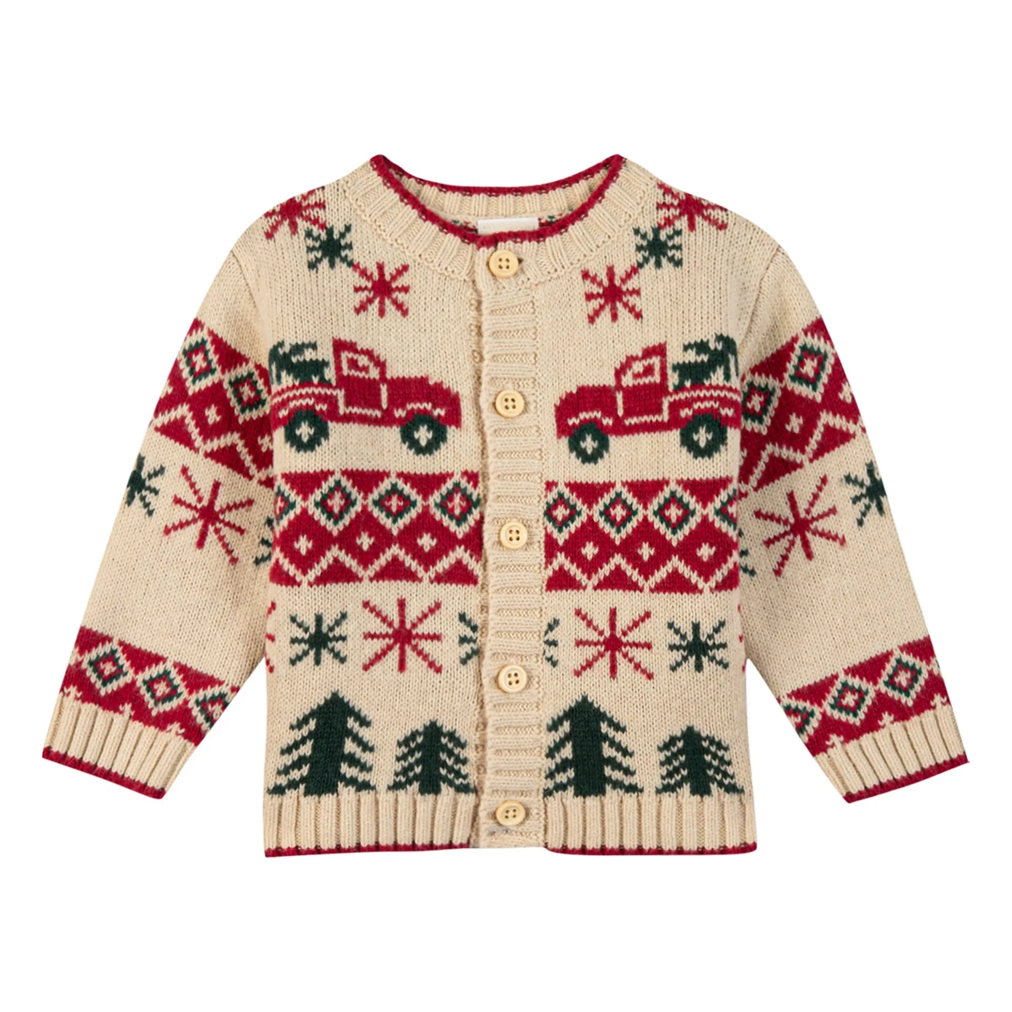 Bonton Boys Beige Joel Jacquard Cardigan