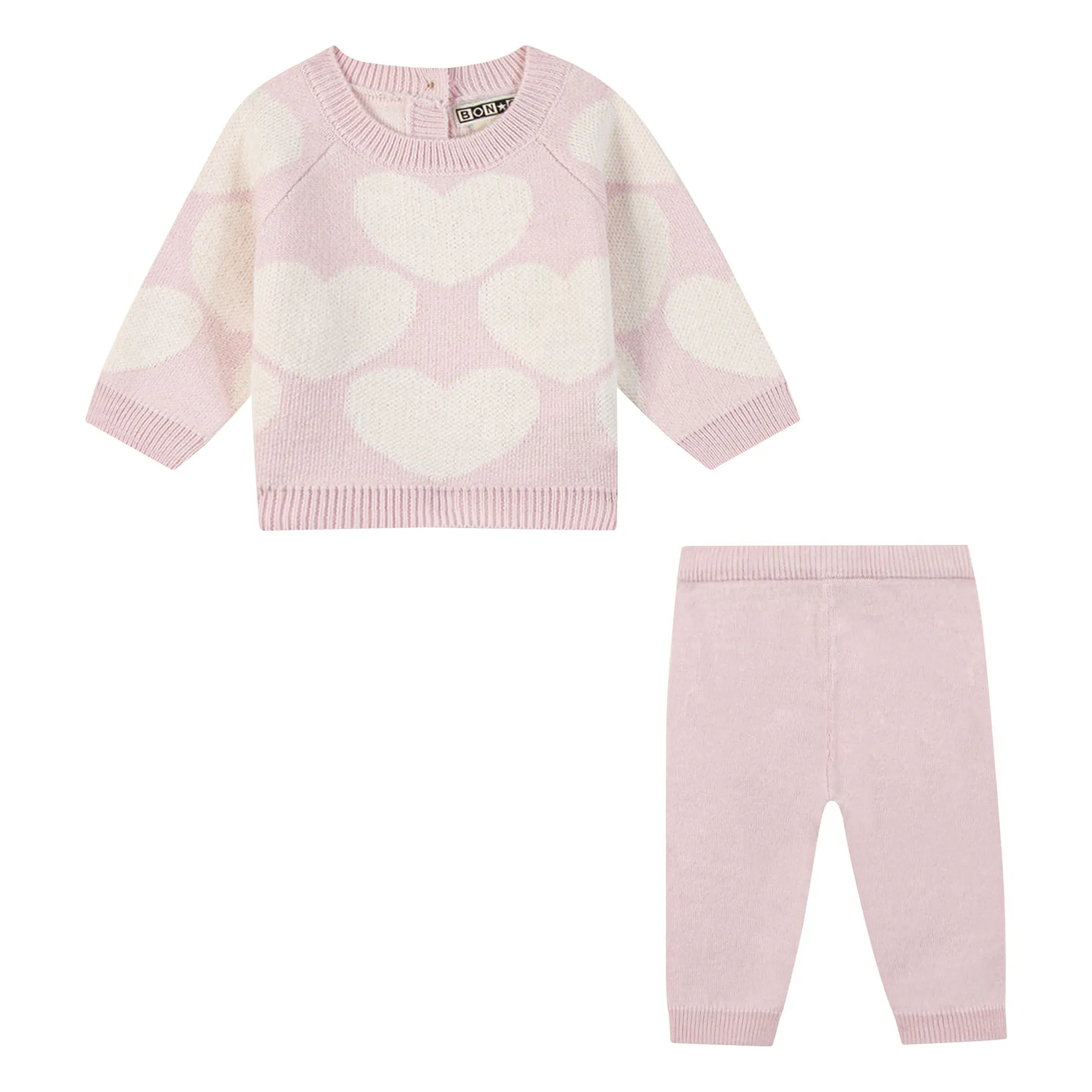 Bonton Pink Joy Cœurs Sweater And Legging