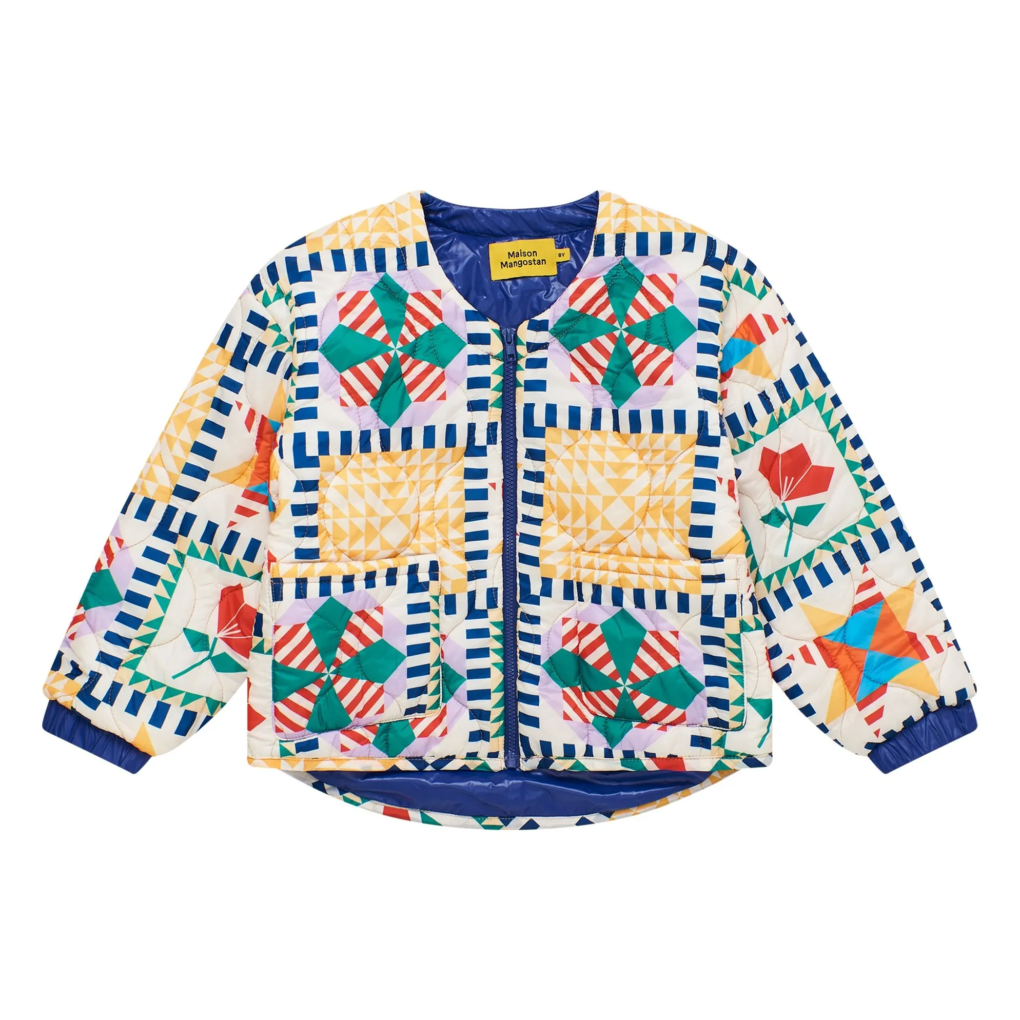 Maison Mangostan Blue Patchwork Quilted Jacket