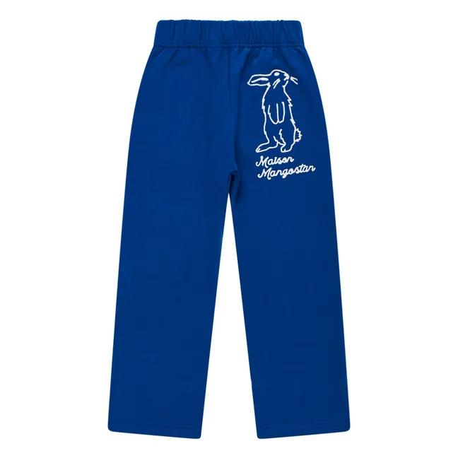 Jogger de algodón orgánico con conejo bordado | Azul