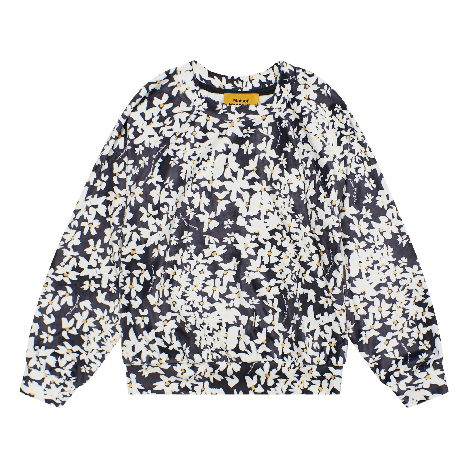 Maison Mangostan Navy Blue Sweat Daisy Velours Coton Bio