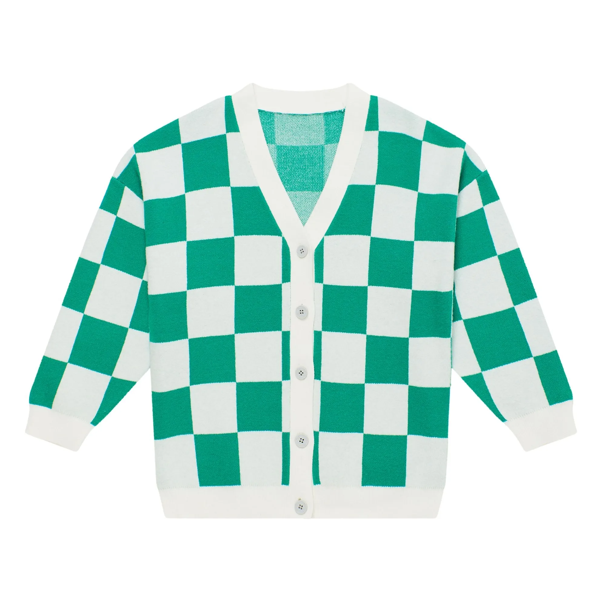 Maison Mangostan Green Damier Cardigan