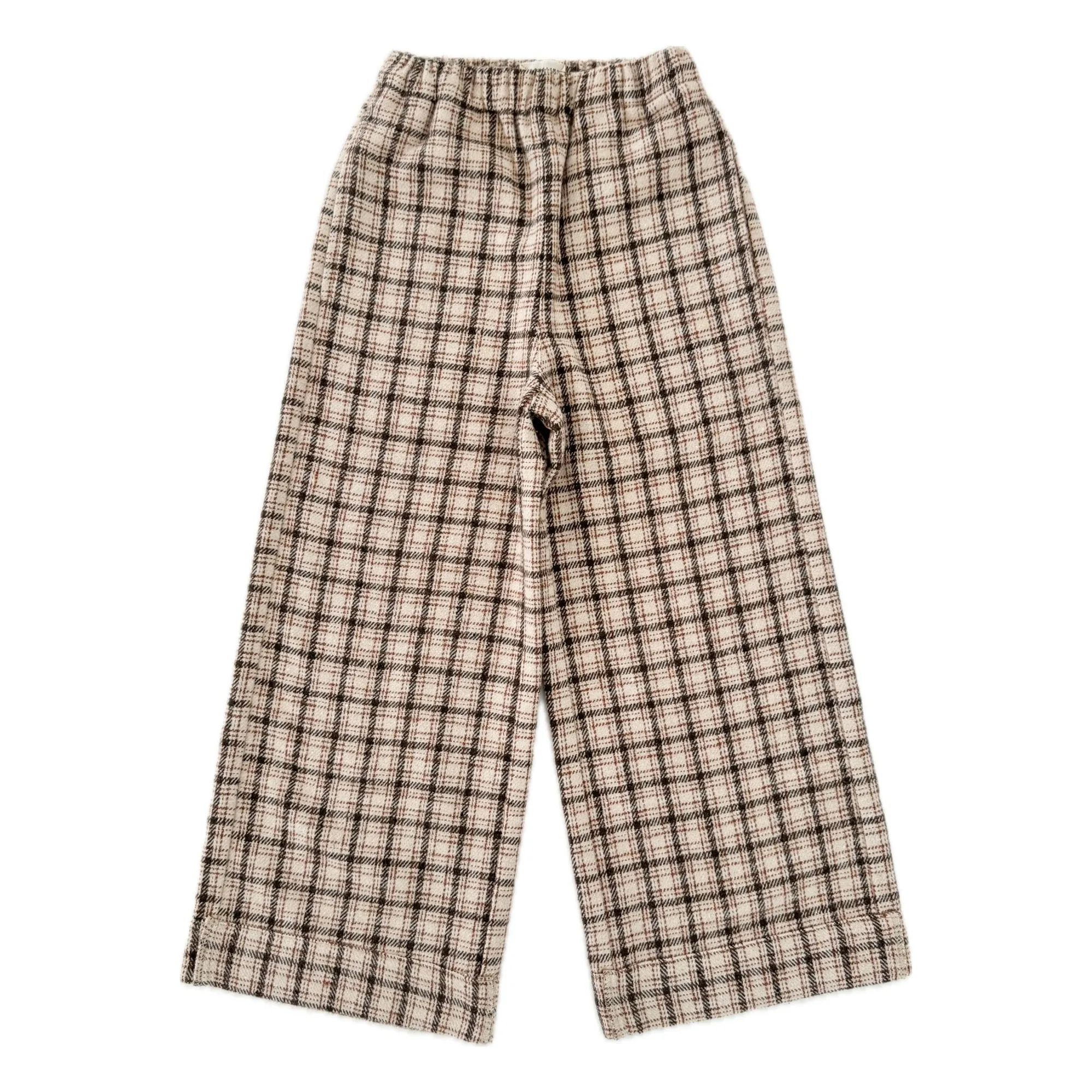 Longlivethequeen Beige Carreaux Wide Leg Trousers