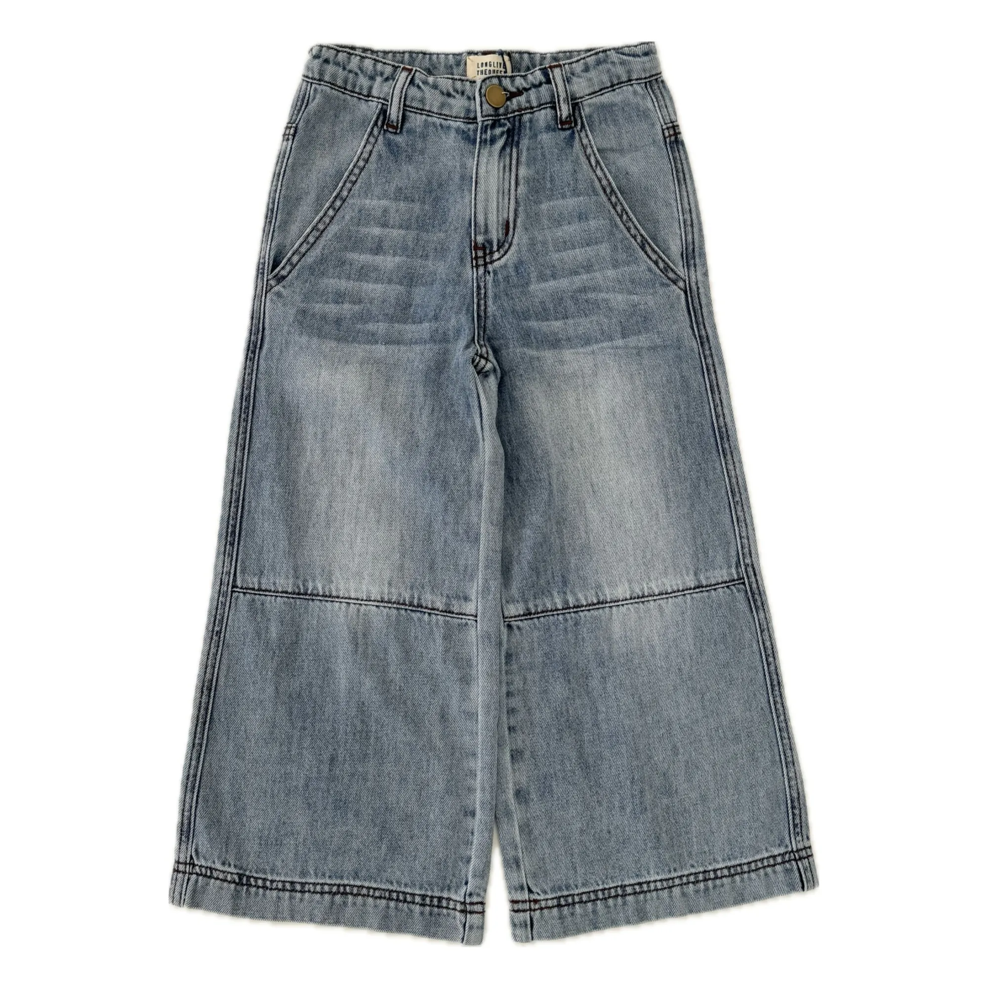 Longlivethequeen Light Denim Topstitched Wide Jeans