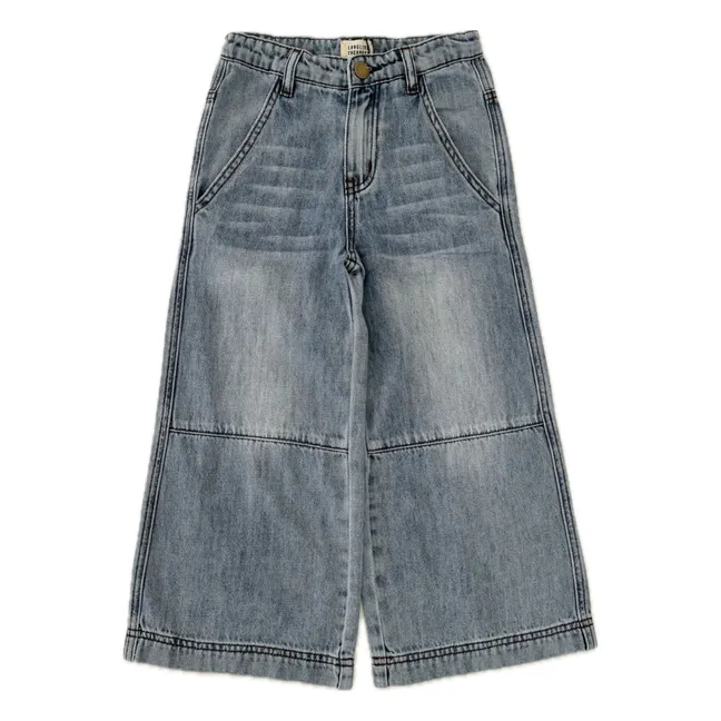 Jeans a gamba larga con impunture | Blu denim chiaro