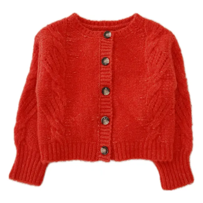 Cardigan in lana ritorto | Rosso