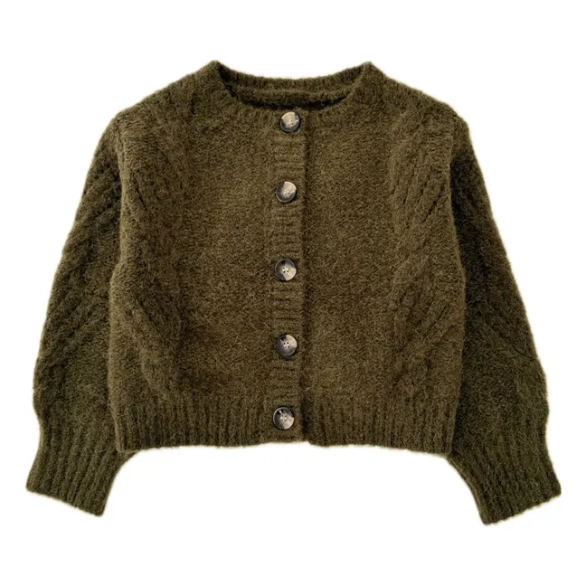 Chaqueta de lana trenzada | Verde Kaki