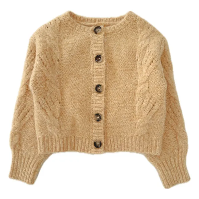 Cardigan in lana ritorto | Giallo