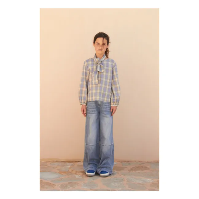 Jeans a gamba larga con impunture | Blu denim chiaro