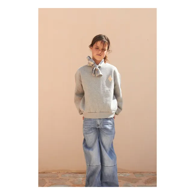 Jeans a gamba larga con impunture | Blu denim chiaro