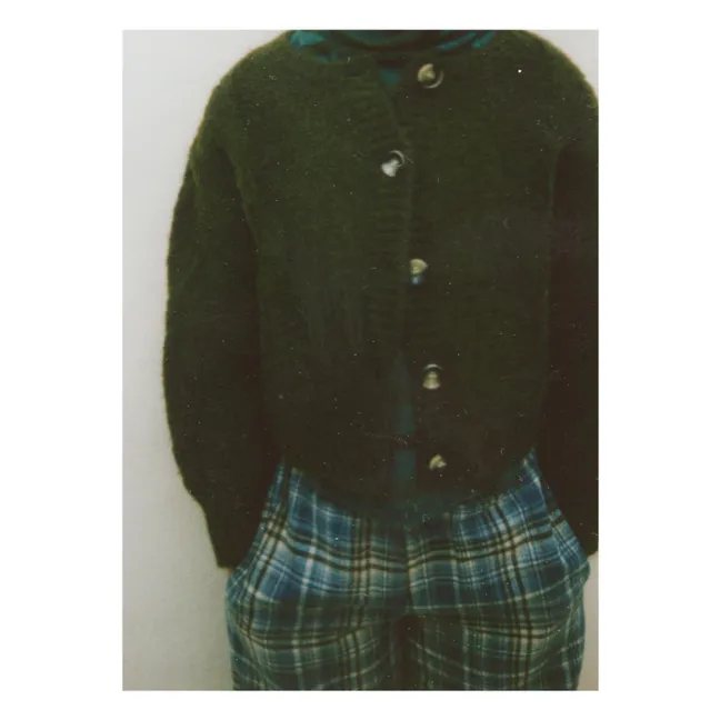 Cardigan in lana ritorto | Verde militare