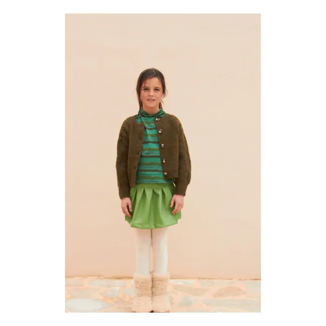 Cardigan in lana ritorto | Verde militare
