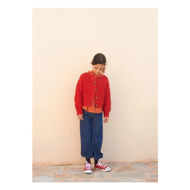 Cardigan in lana ritorto | Rosso