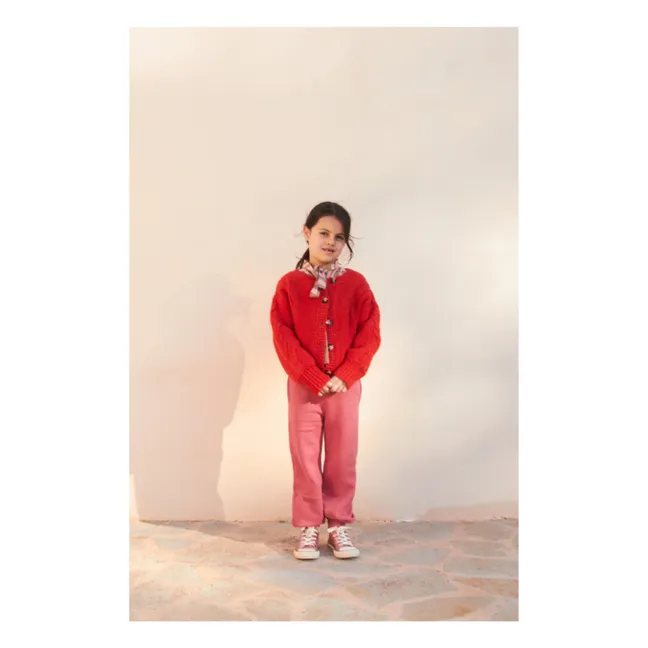 Cardigan in lana ritorto | Rosso