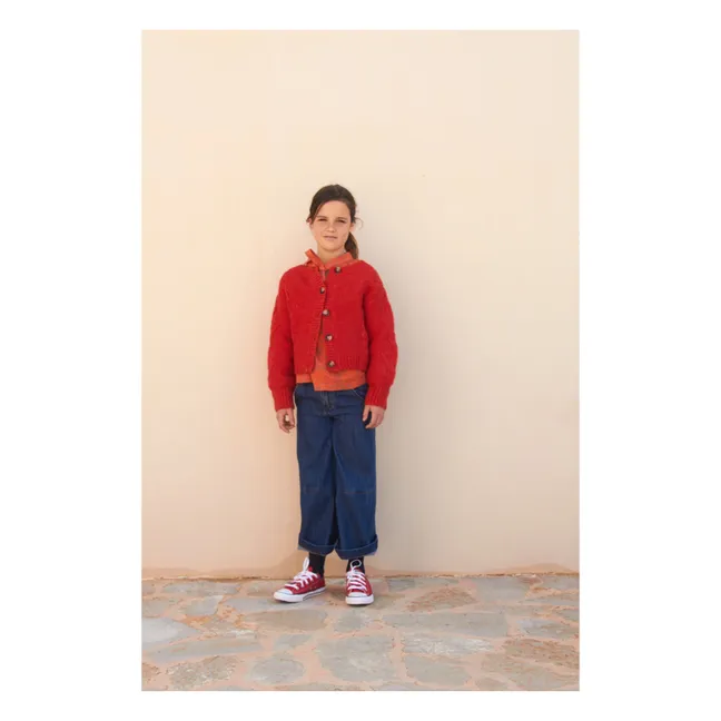 Cardigan in lana ritorto | Rosso
