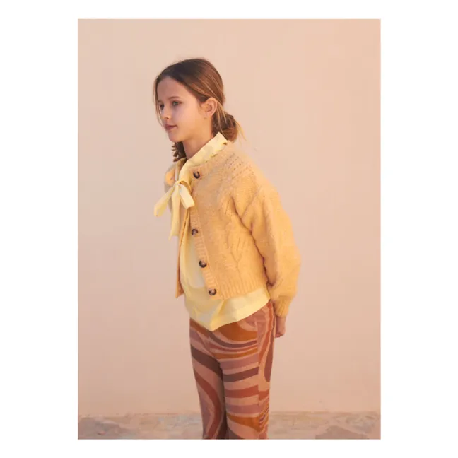 Cardigan in lana ritorto | Giallo