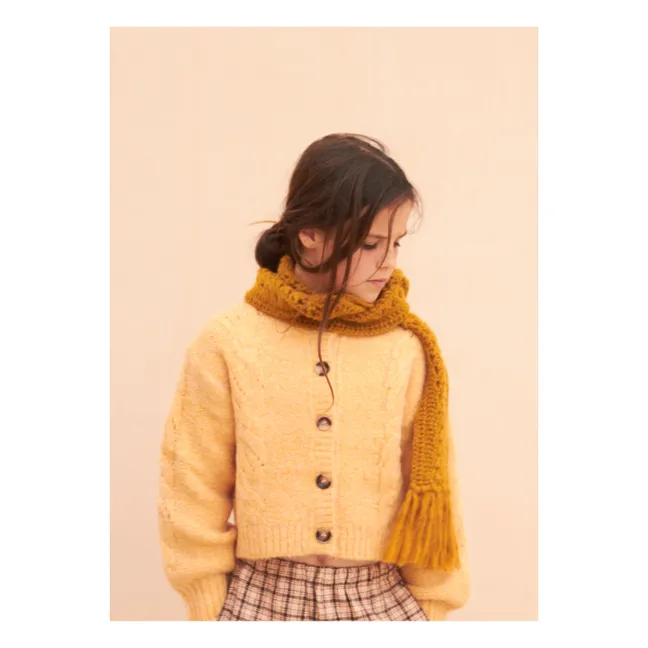 Cardigan in lana ritorto | Giallo