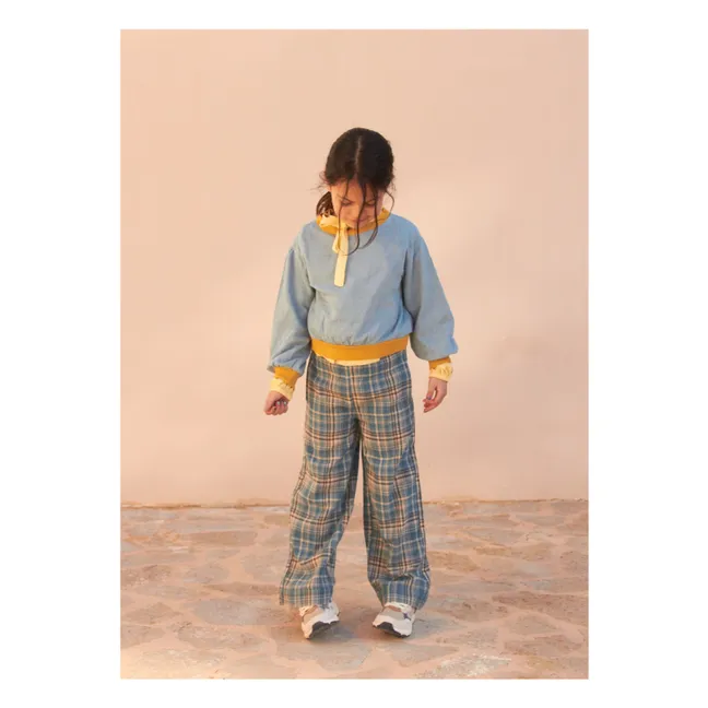 Pantalón ancho a cuadros | Azul