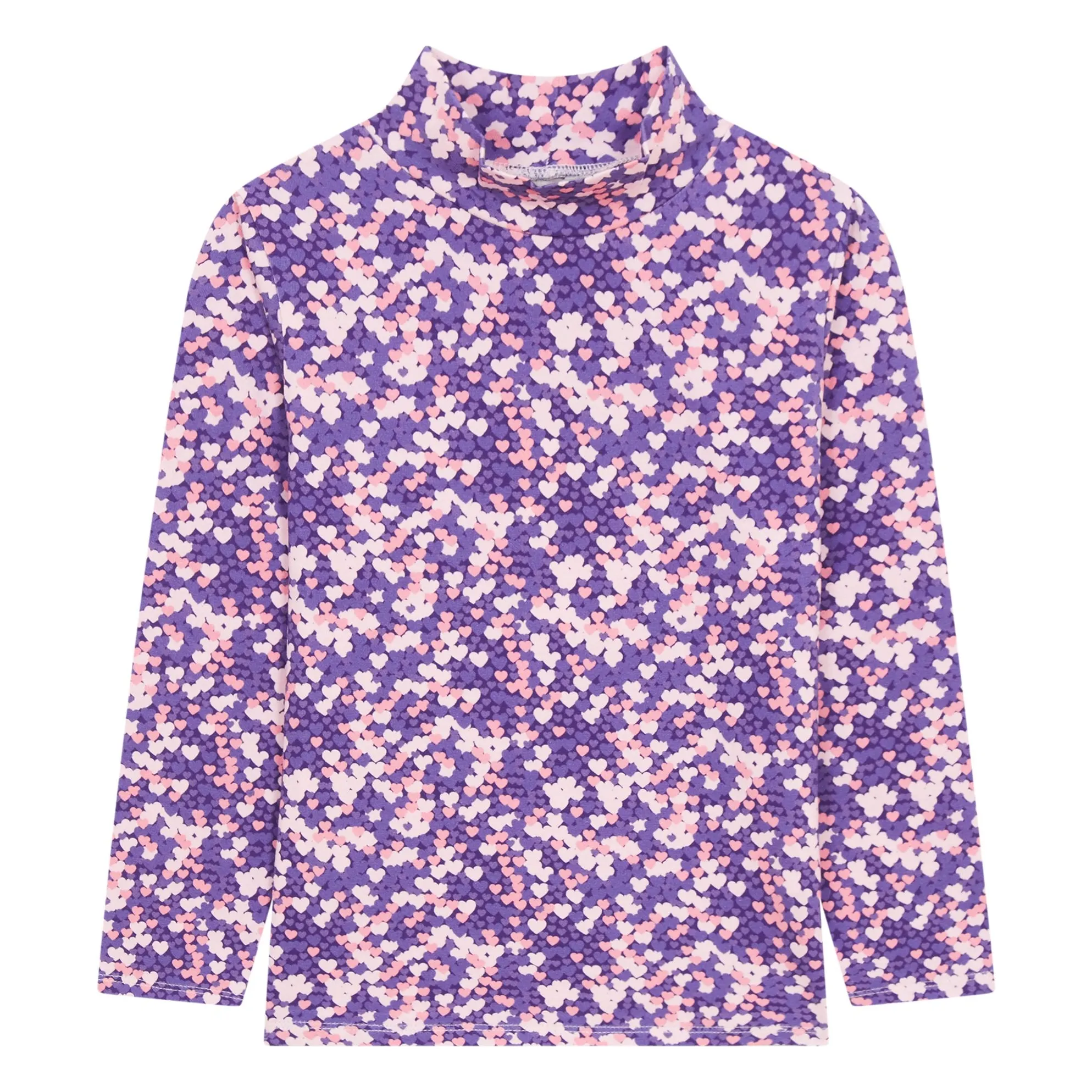 Long-sleeved floral turtleneck T-shirt | Purple- Product image n°0