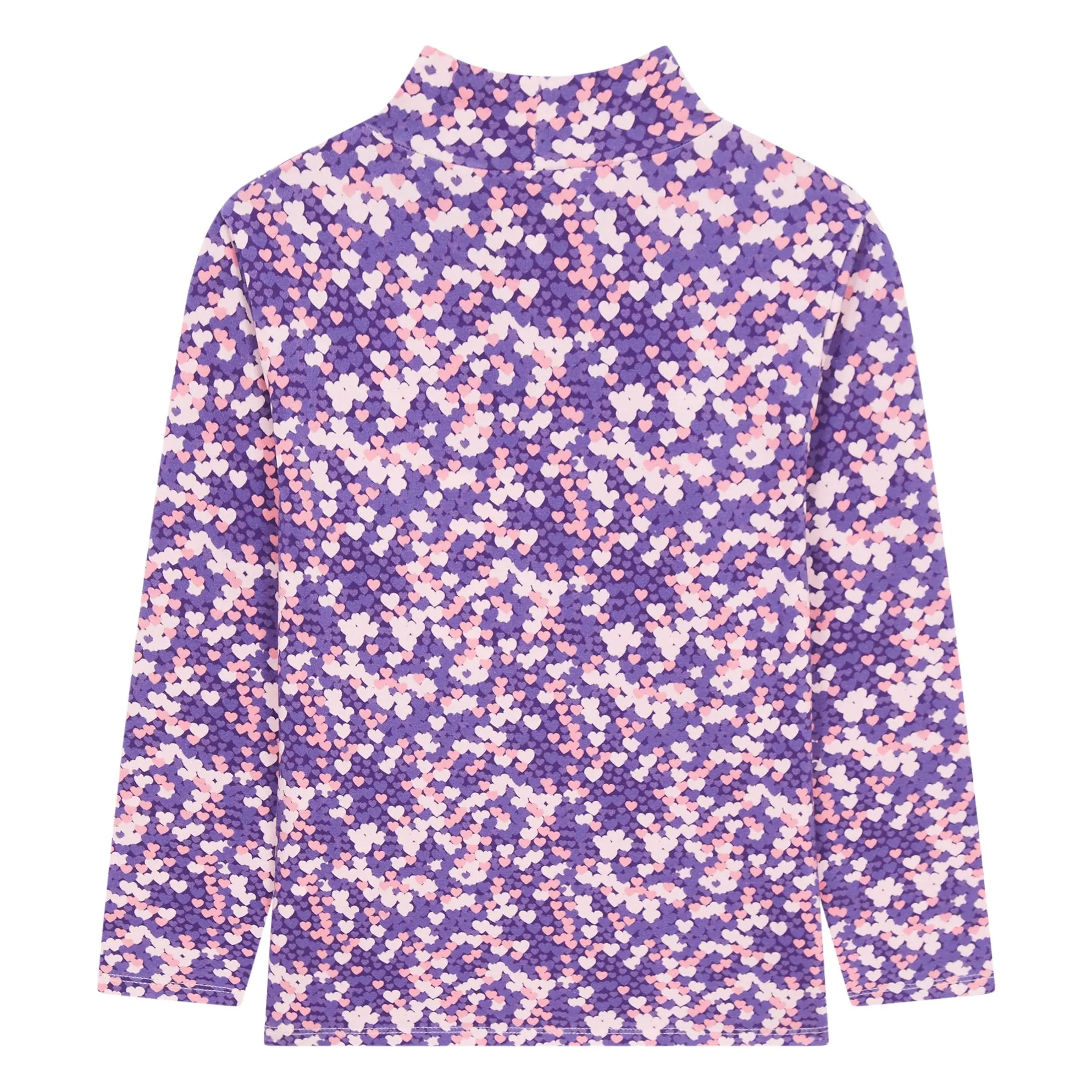 Long-sleeved floral turtleneck T-shirt | Purple- Product image n°1