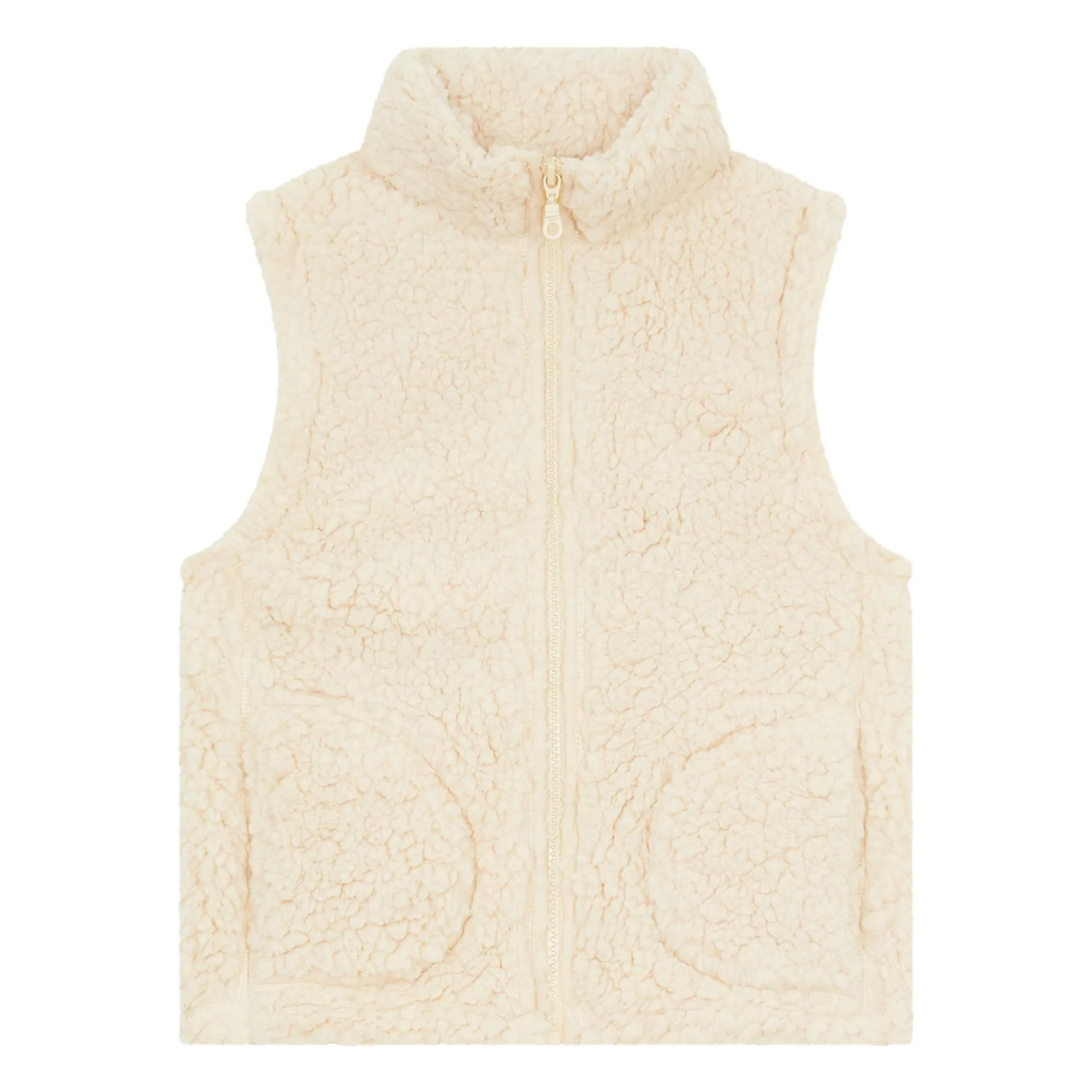 Hundred Pieces Ecru Sherpa Sleeveless Zip Jacket