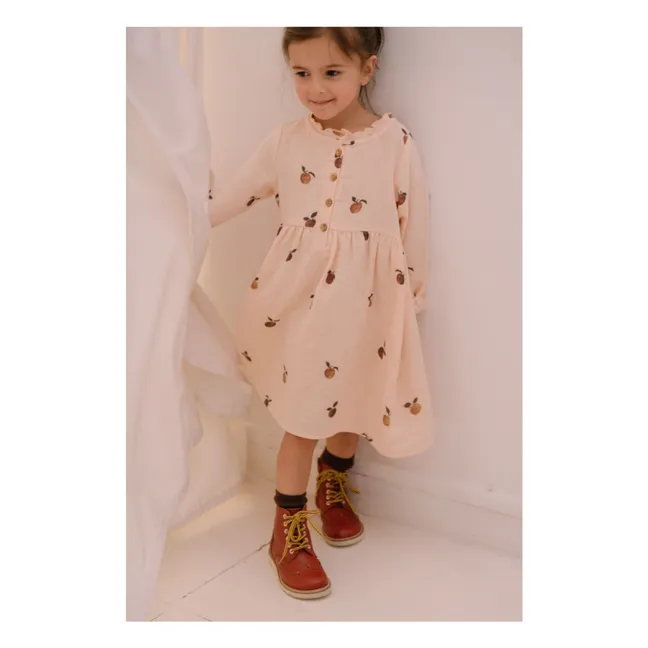 Vestido Vermont Gasa Algodón Manzanas | Rosa