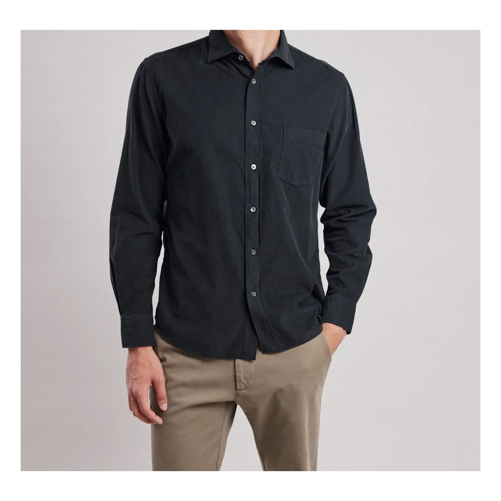 Chemise Paul Pat Fin Velours Côtelé  | Gris charbon- Image produit n°0