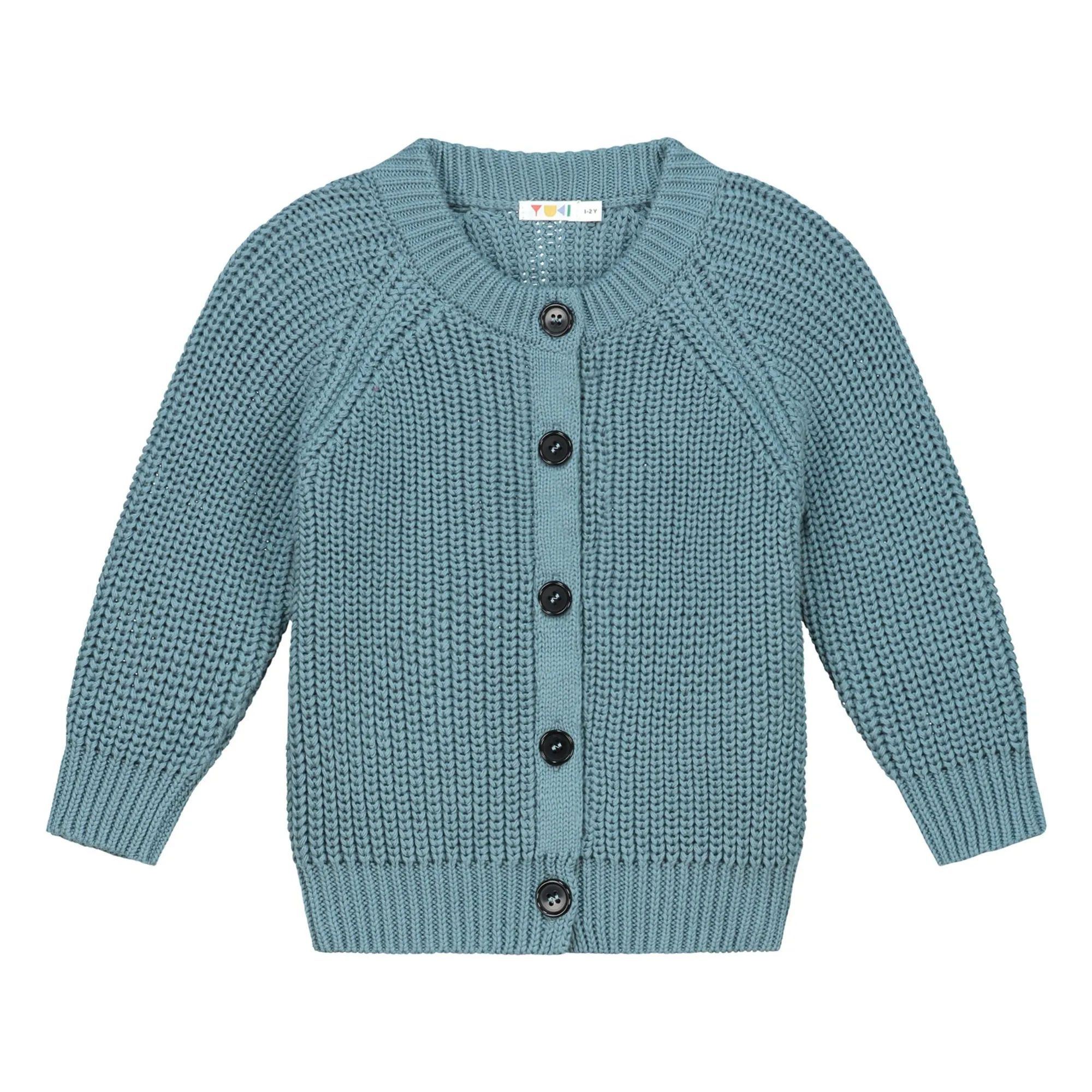 Yuki Blue Organic Cotton Raglan Cardigan