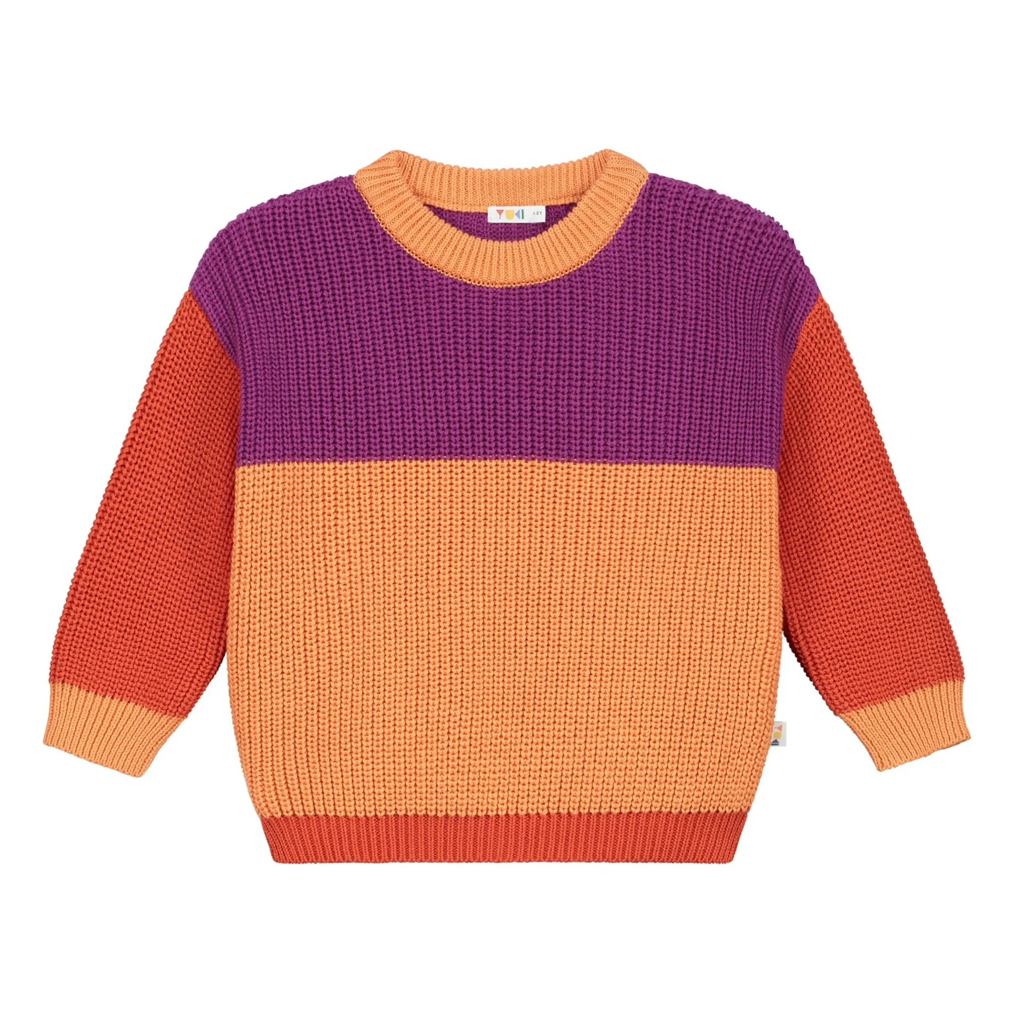 Yuki Peach Colour Block Organic Cotton Sweater