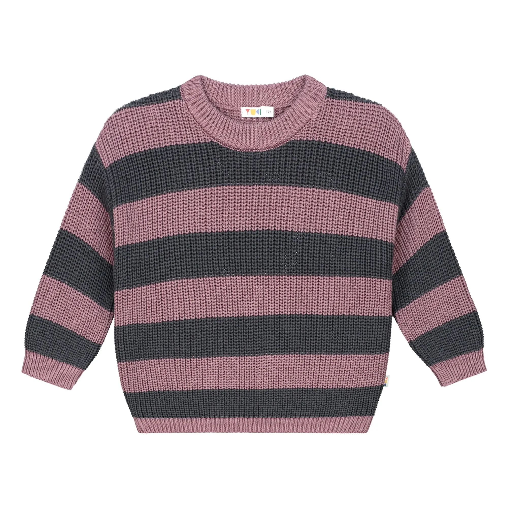 Yuki Dusty Pink Stripes Organic Cotton Sweater