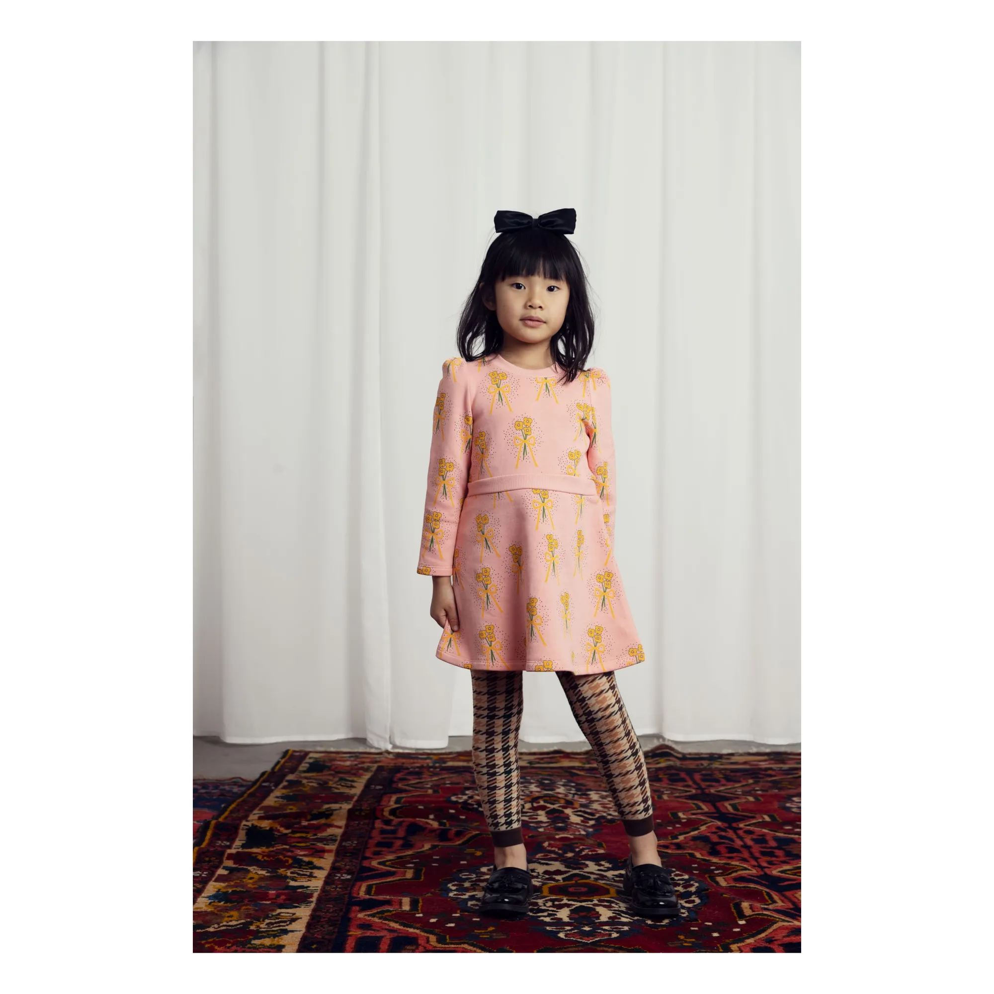 Robe Fleurs D'Hiver Coton Bio | Rose pêche- Image produit n°1