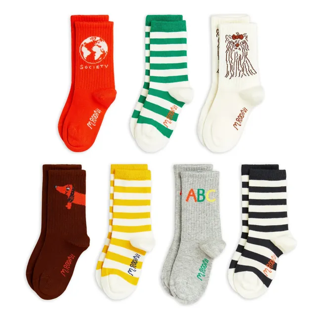 7er-Pack Socken Mini Rodini Society Bio-Baumwolle | Rot