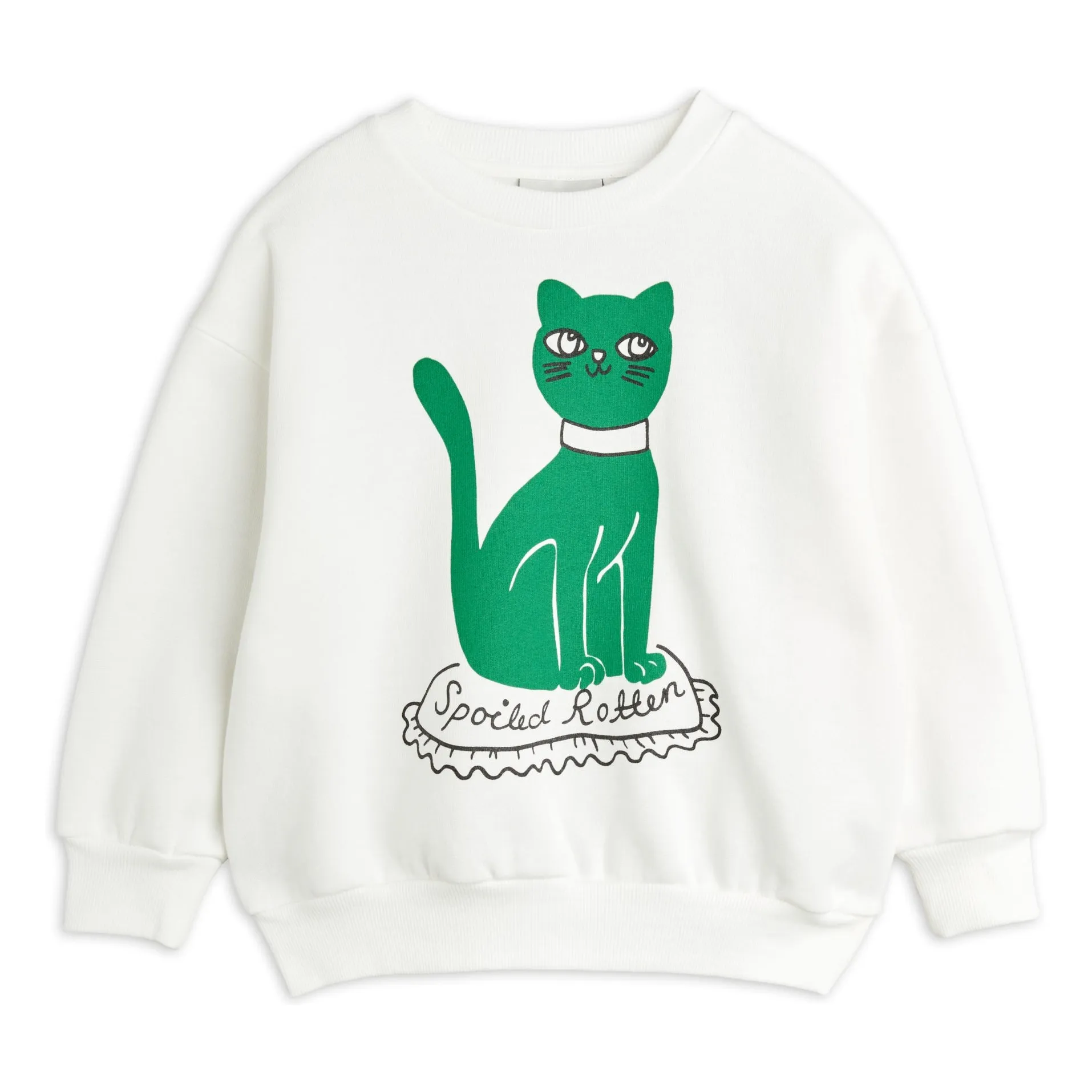 Mini Rodini White Sweat Cat Organic Cotton