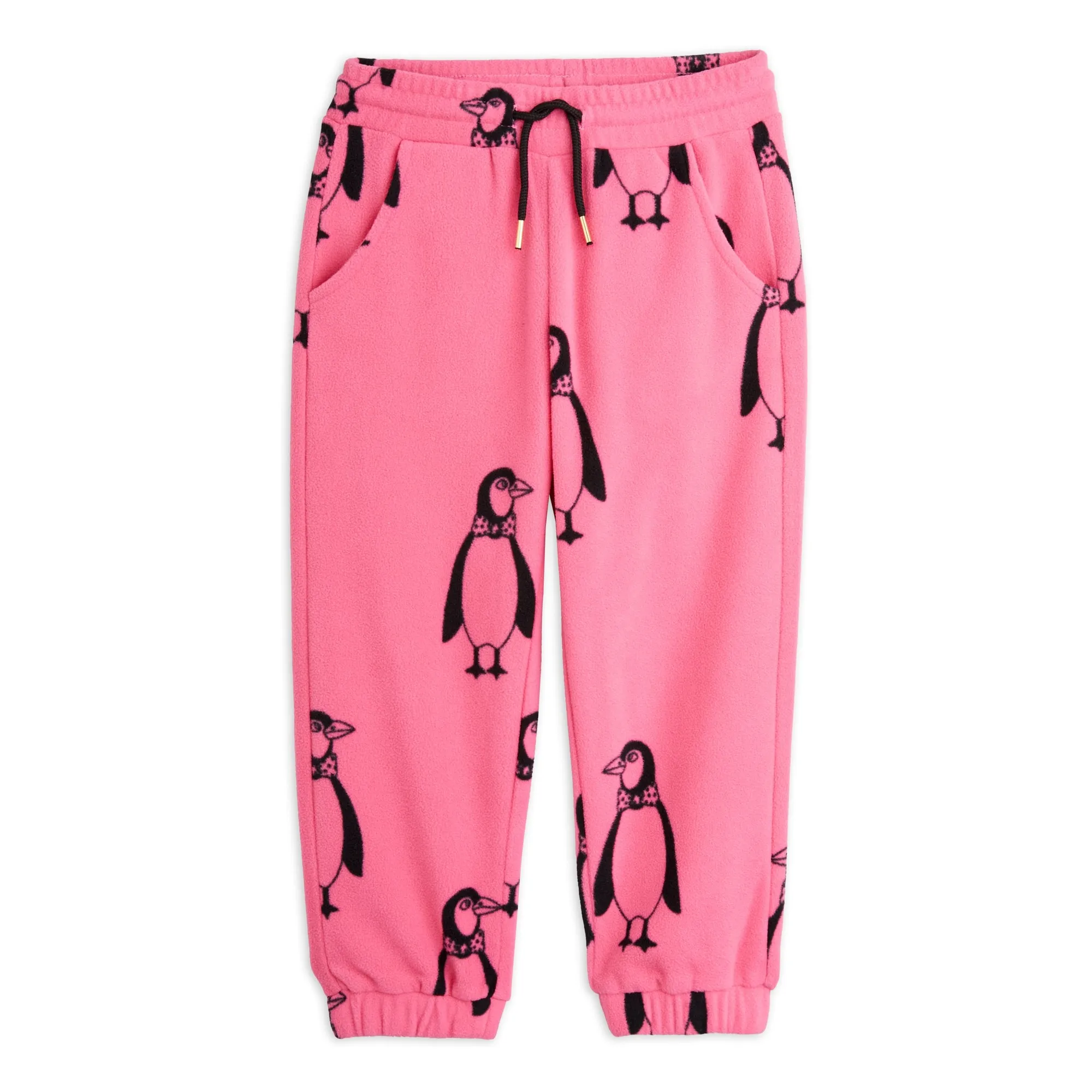 Mini Rodini Pink Penguin Fleece Jogger Recycled Fibers