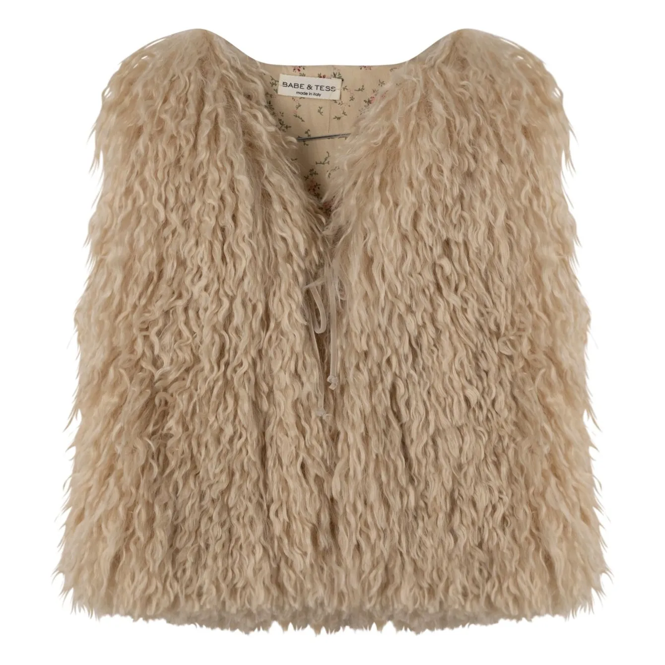 Babe & Tess Beige Sleeveless Fur Vest