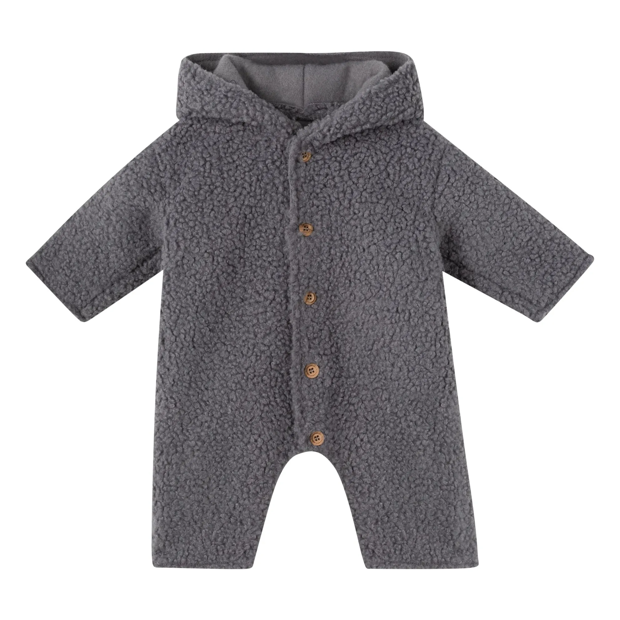 Babe & Tess Grey Teddy Hooded Jumpsuit