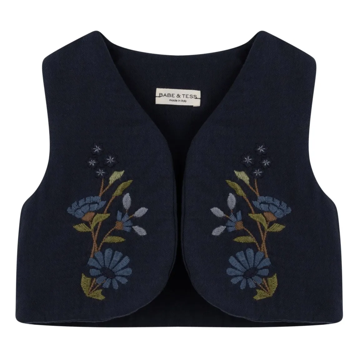 Babe & Tess Blue Talita Sleeveless Floral Cardigan