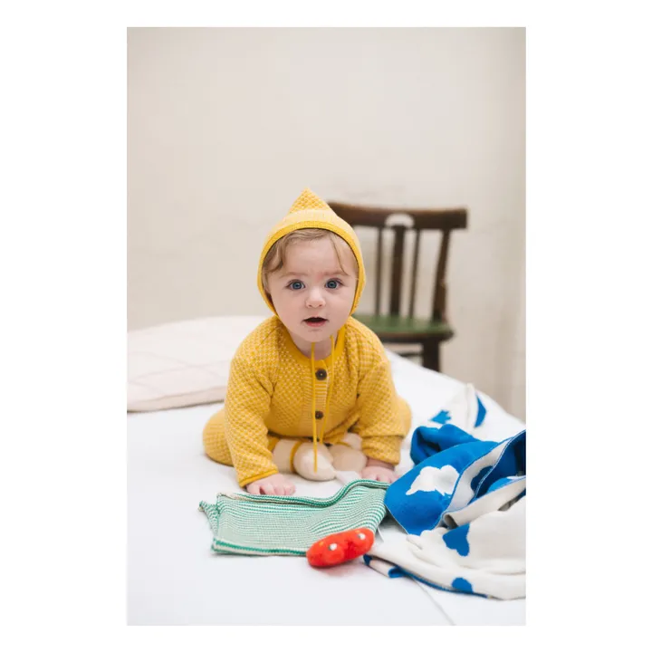 Cloud organic cotton cardigan | Yellow- Product image n°1