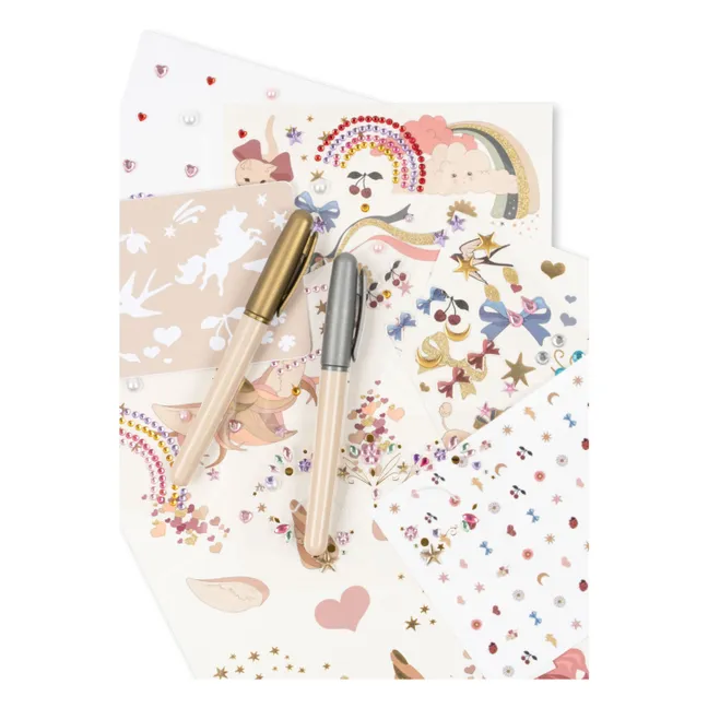 Set of temporary tattoos and face jewelry | Pink