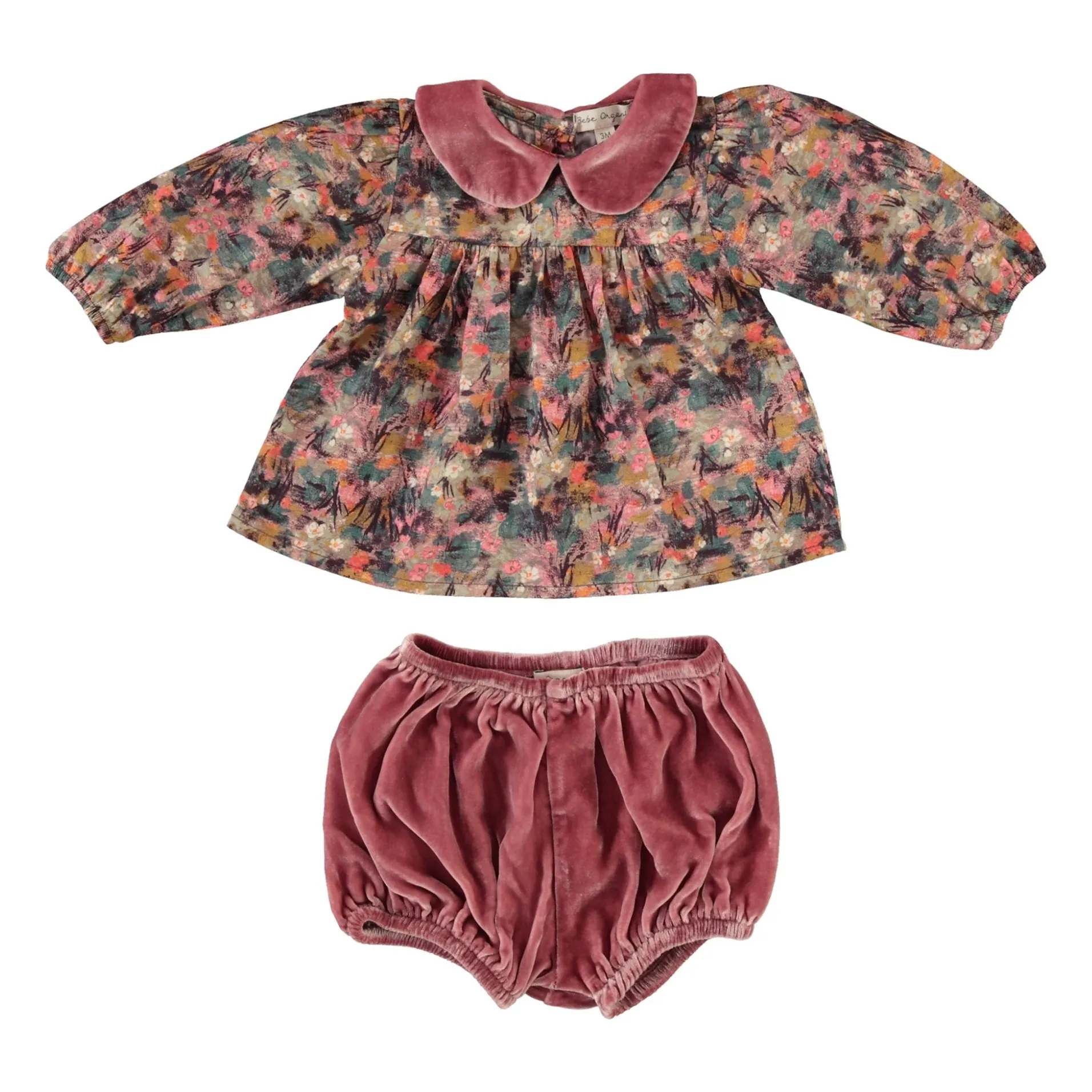 Bebe Organic Pink Doria Blouse And Bloomer