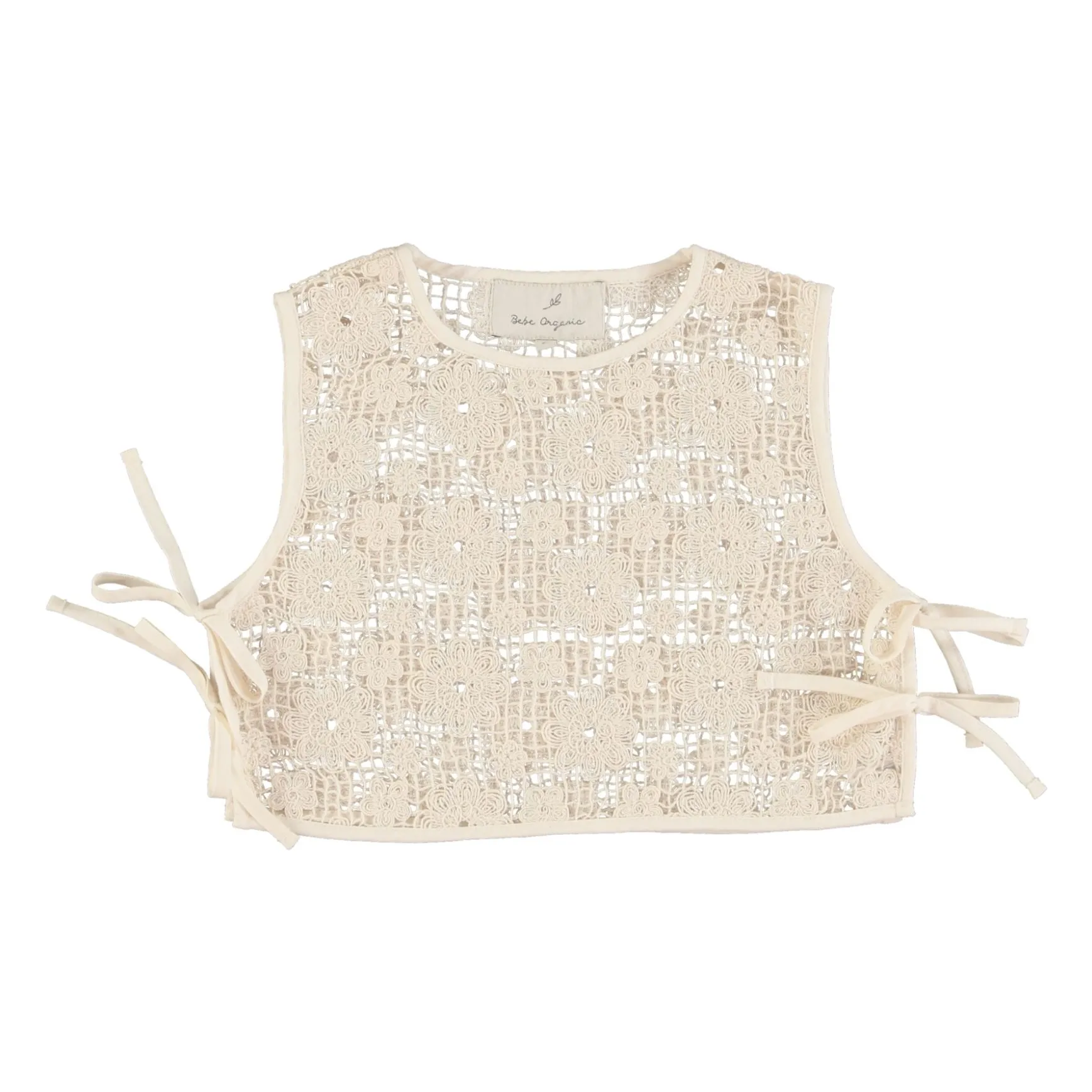 Bebe Organic White Iris Flower Sleeveless Top