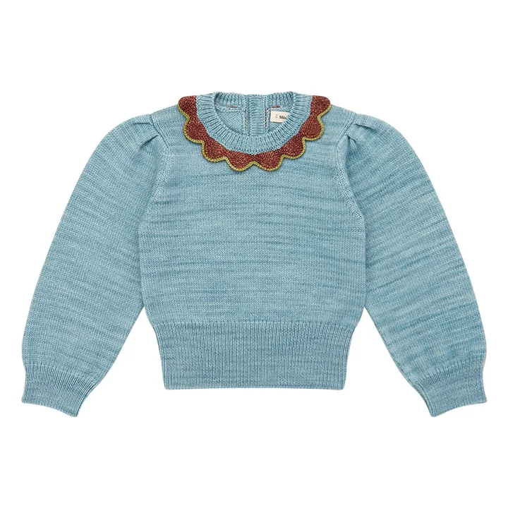 Cardigan Elizabeth Laine Mérinos | Bleu- Image produit n°0