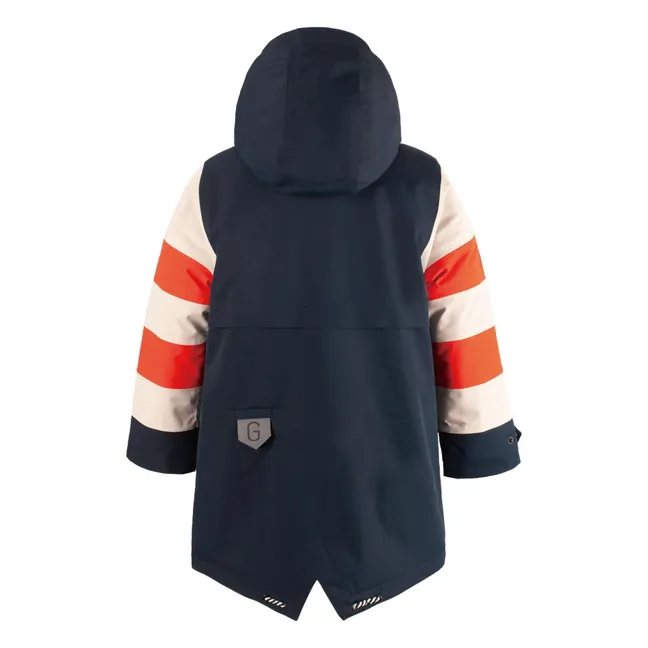 Parka impermeabile Fox a righe | Blu marino