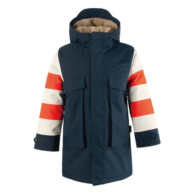 Parka impermeabile Fox a righe | Blu marino