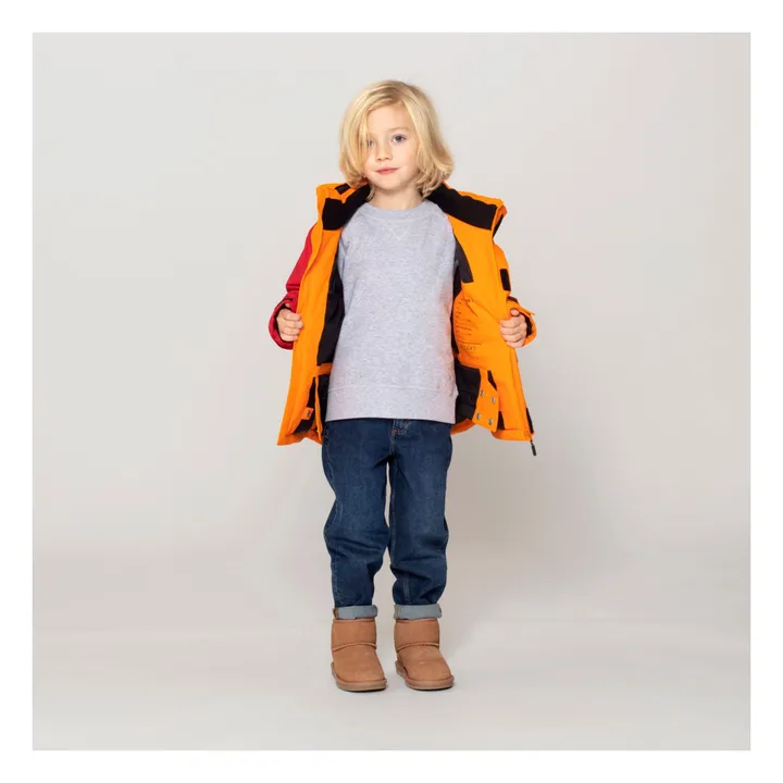 Gosoaky Curious Cat waterproof ski jacket Orange Smallable